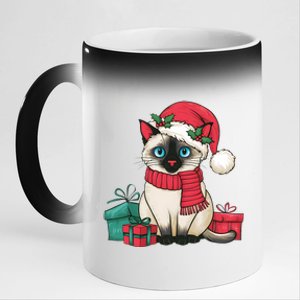 Siamese Cat Xmas Holiday Santa Siamese Cat Christmas 11oz Black Color Changing Mug