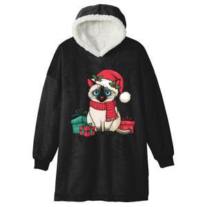 Siamese Cat Xmas Holiday Santa Siamese Cat Christmas Hooded Wearable Blanket