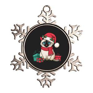 Siamese Cat Xmas Holiday Santa Siamese Cat Christmas Metallic Star Ornament