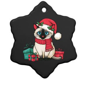 Siamese Cat Xmas Holiday Santa Siamese Cat Christmas Ceramic Star Ornament