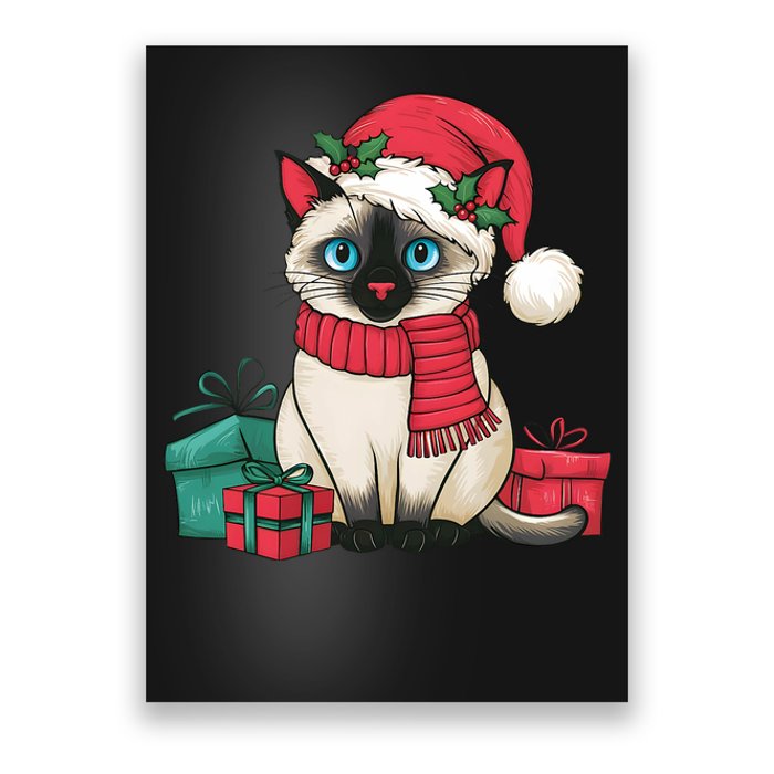 Siamese Cat Xmas Holiday Santa Siamese Cat Christmas Poster