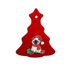 Siamese Cat Xmas Holiday Santa Siamese Cat Christmas Ceramic Tree Ornament