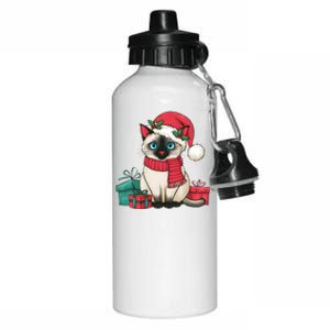 Siamese Cat Xmas Holiday Santa Siamese Cat Christmas Aluminum Water Bottle