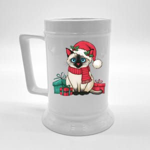 Siamese Cat Xmas Holiday Santa Siamese Cat Christmas Beer Stein