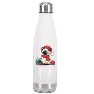 Siamese Cat Xmas Holiday Santa Siamese Cat Christmas Stainless Steel Insulated Water Bottle