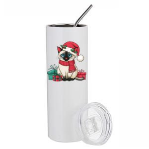 Siamese Cat Xmas Holiday Santa Siamese Cat Christmas Stainless Steel Tumbler