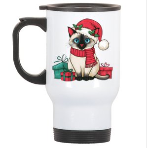 Siamese Cat Xmas Holiday Santa Siamese Cat Christmas Stainless Steel Travel Mug