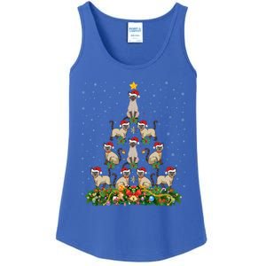 Siamese Cat Xmas Tree Gift Santa Hat Siamese Cat Christmas Great Gift Ladies Essential Tank