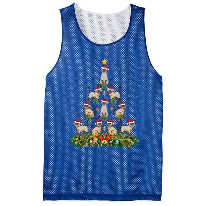 Siamese Cat Xmas Tree Gift Santa Hat Siamese Cat Christmas Great Gift Mesh Reversible Basketball Jersey Tank