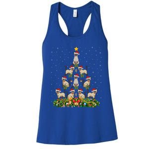 Siamese Cat Xmas Tree Gift Santa Hat Siamese Cat Christmas Great Gift Women's Racerback Tank