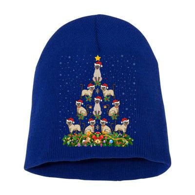 Siamese Cat Xmas Tree Gift Santa Hat Siamese Cat Christmas Great Gift Short Acrylic Beanie