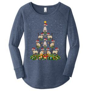 Siamese Cat Xmas Tree Gift Santa Hat Siamese Cat Christmas Great Gift Women's Perfect Tri Tunic Long Sleeve Shirt