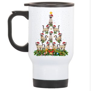 Siamese Cat Xmas Tree Gift Santa Hat Siamese Cat Christmas Great Gift Stainless Steel Travel Mug