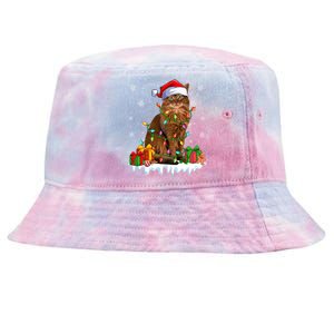 Somali Cat Xmas Light Christmas Kitten Lover Gift Tie-Dyed Bucket Hat