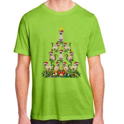 Siamese Cat Xmas Tree Gift Santa Hat Siamese Cat Christmas Gift Adult ChromaSoft Performance T-Shirt