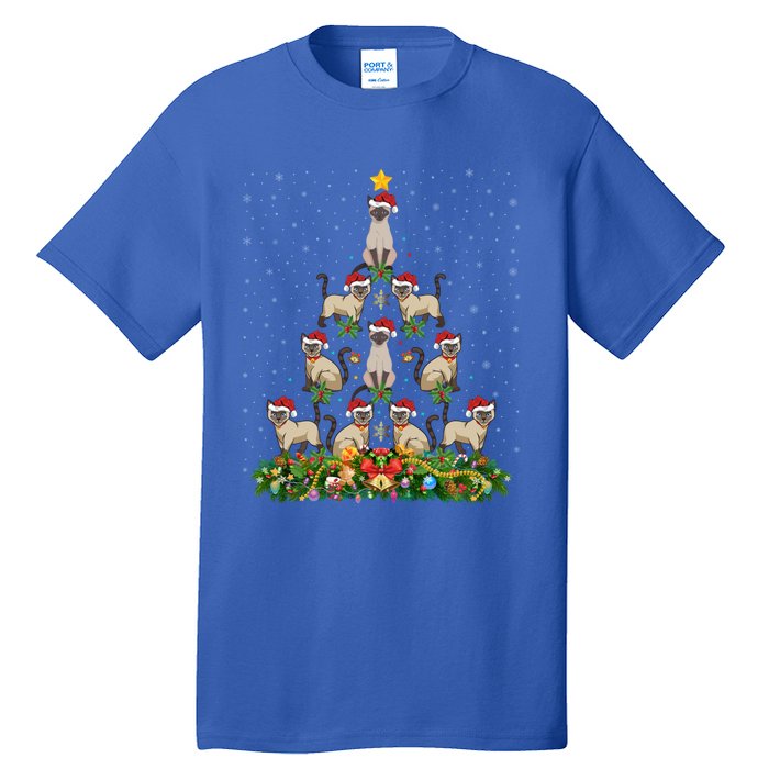 Siamese Cat Xmas Tree Gift Santa Hat Siamese Cat Christmas Gift Tall T-Shirt