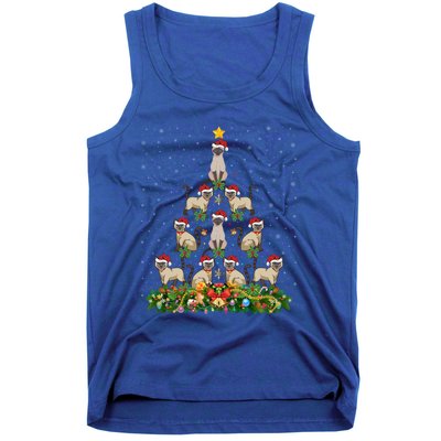 Siamese Cat Xmas Tree Gift Santa Hat Siamese Cat Christmas Gift Tank Top