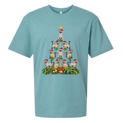 Siamese Cat Xmas Tree Gift Santa Hat Siamese Cat Christmas Gift Sueded Cloud Jersey T-Shirt