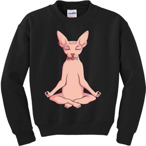 Sphynx Cat Yoga Meditation Breeder Hairless Pet Lover Kids Sweatshirt