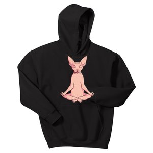 Sphynx Cat Yoga Meditation Breeder Hairless Pet Lover Kids Hoodie