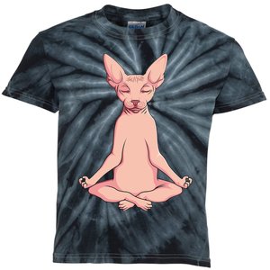 Sphynx Cat Yoga Meditation Breeder Hairless Pet Lover Kids Tie-Dye T-Shirt