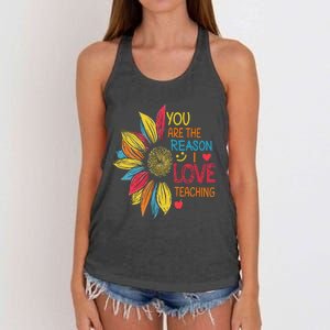 Sunflower Colorful You Are The Reason I Love Teaching Women's Knotted Racerback Tank