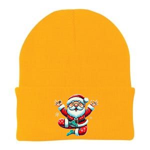 Santa Claus Yoga Pose Position Funny Christmas Meditation Knit Cap Winter Beanie