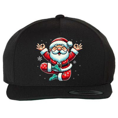 Santa Claus Yoga Pose Position Funny Christmas Meditation Wool Snapback Cap