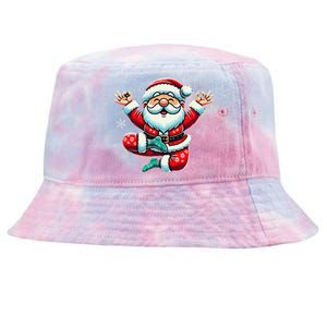 Santa Claus Yoga Pose Position Funny Christmas Meditation Tie-Dyed Bucket Hat