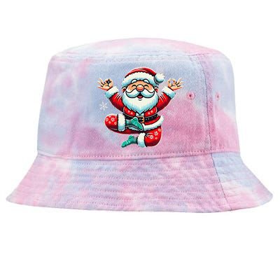 Santa Claus Yoga Pose Position Funny Christmas Meditation Tie-Dyed Bucket Hat