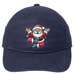 Santa Claus Yoga Pose Position Funny Christmas Meditation 7-Panel Snapback Hat