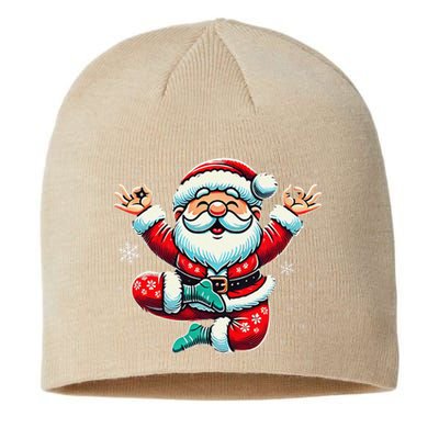 Santa Claus Yoga Pose Position Funny Christmas Meditation Sustainable Beanie