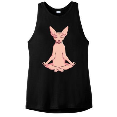 Sphynx Cat Yoga Meditation Breeder Hairless Pet Lover Ladies PosiCharge Tri-Blend Wicking Tank