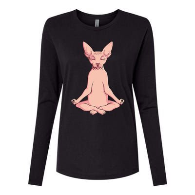 Sphynx Cat Yoga Meditation Breeder Hairless Pet Lover Womens Cotton Relaxed Long Sleeve T-Shirt