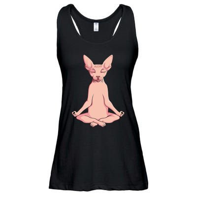 Sphynx Cat Yoga Meditation Breeder Hairless Pet Lover Ladies Essential Flowy Tank