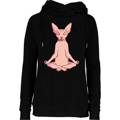 Sphynx Cat Yoga Meditation Breeder Hairless Pet Lover Womens Funnel Neck Pullover Hood