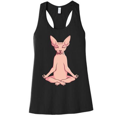 Sphynx Cat Yoga Meditation Breeder Hairless Pet Lover Women's Racerback Tank