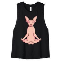 Sphynx Cat Yoga Meditation Breeder Hairless Pet Lover Women's Racerback Cropped Tank