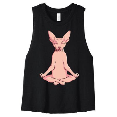 Sphynx Cat Yoga Meditation Breeder Hairless Pet Lover Women's Racerback Cropped Tank