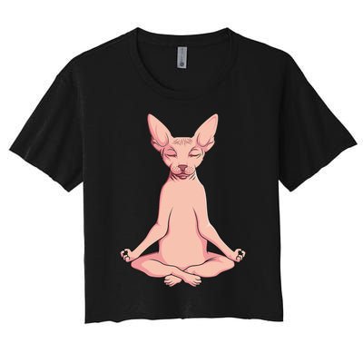 Sphynx Cat Yoga Meditation Breeder Hairless Pet Lover Women's Crop Top Tee