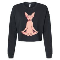 Sphynx Cat Yoga Meditation Breeder Hairless Pet Lover Cropped Pullover Crew