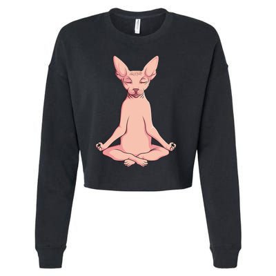 Sphynx Cat Yoga Meditation Breeder Hairless Pet Lover Cropped Pullover Crew