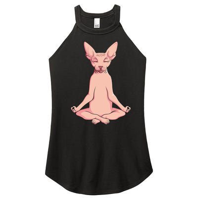 Sphynx Cat Yoga Meditation Breeder Hairless Pet Lover Women's Perfect Tri Rocker Tank