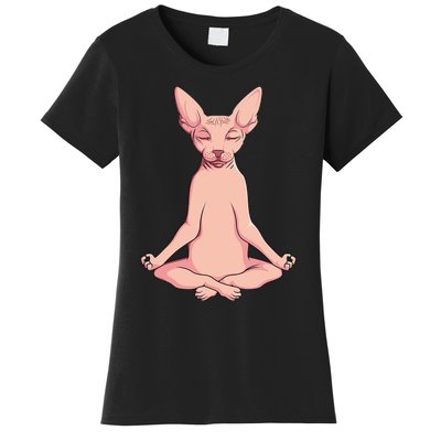 Sphynx Cat Yoga Meditation Breeder Hairless Pet Lover Women's T-Shirt