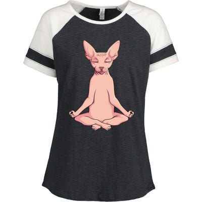 Sphynx Cat Yoga Meditation Breeder Hairless Pet Lover Enza Ladies Jersey Colorblock Tee