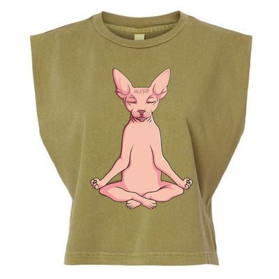 Sphynx Cat Yoga Meditation Breeder Hairless Pet Lover Garment-Dyed Women's Muscle Tee