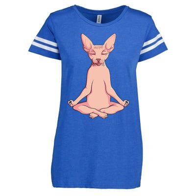 Sphynx Cat Yoga Meditation Breeder Hairless Pet Lover Enza Ladies Jersey Football T-Shirt