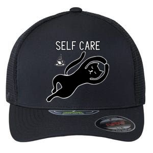 Self Care Yoga Cartoon Cat Flexfit Unipanel Trucker Cap