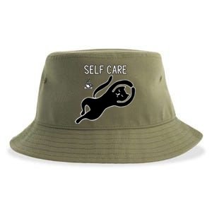 Self Care Yoga Cartoon Cat Sustainable Bucket Hat