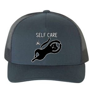 Self Care Yoga Cartoon Cat Yupoong Adult 5-Panel Trucker Hat